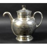 A late Victorian silver plated Royle's Patent self pouring teapot, of ovoid form with engraved