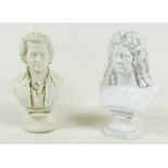 Two Parian busts, one by Robinson & Leadbeater modelled as 'Mozart', 29cm high, the other