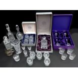A collection of glass crystal wares boxed Stuart Crystal decanter, boxed Edinburgh Crystal decanter,