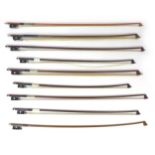 A group of assorted violin and cello bows, a/f. (9)