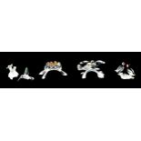 Four Swarovski crystal ornaments, comprising a figural group of two turtle doves A7621 NR 000 011,