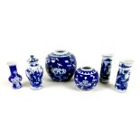 A group of modern Chinese porcelain items, including two small ginger jars, two miniature sleeve