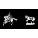Two Swarovski crystal ornaments, comprising Pegasus, A7400 NR 098 000, 12cm high, with