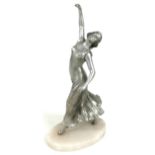 A cast metal silvered figural sculpture, mid 20th century, modelled as an Art Deco young dancing