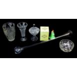 A crystal yard of ale glass and other glass and collectibles, including a large collection of