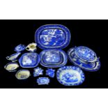 A collection of 19th & 20th century Willow pattern china, various factories, including tureens and