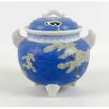 A Japanese porcelain vase and cover, early 20th century, of ovoid form with twin cloud scroll