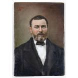 M. Claudel (French, 19th century): a miniature portrait plaque, depicting a gentleman wearing a