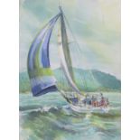 Insall (British, 20th century): a watercolour depicting a sailboat on the River Dee,