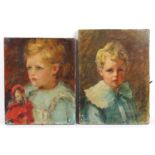 British School (early 20th century): two portraits, one depicting a young boy in blue dress with