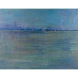 Ruth Robotham (British, 20th century): a view of Peterborough across the river Nene, looking towards