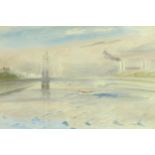 Roland Vivian Pitchforth (British, 1895-1982): a watercolour landscape, showing Battersea power