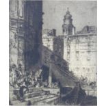 Sir Frank Brangwyn (British, 1867-1956): 'The Rialto', etching of a Venetian scene, 1906, signed