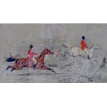 After Vincent Brooks (British, 1814-1885): a hunting party in full chase, colour lithograph, 16.5 by