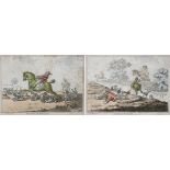 After James Gillray (British, 1756-1815): 'Hounds Finding' and 'Hounds in Full Cry', hand coloured