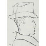 Jean Shepeard (British, 1904-1989): charcoal portrait of Stan Laurel, signed with a monogram, 26.5