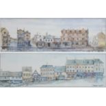 After Graham Wright (British, 20th century): a pair of street elevations of Stamford, limited