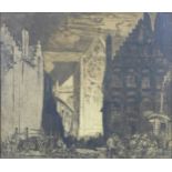 Sir Frank Brangwyn (British, 1867-1956): 'Church of St Nicholas, Dixmuden', etching, 1908, 53 by