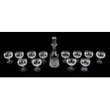 A collection of crystal and other glass wares, including twelve Waterford crystal sundae dishes, a