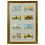 A set of eleven small painted porcelain plaques, early 20th century, each painted with seascapes and