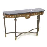 A continental Neoclassical style marble topped console table, with satinwood veneers, with