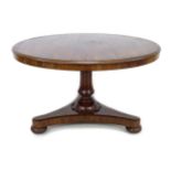 A 19th century mahogany circular top breakfast table, with tilt top mechanism, with fluted column