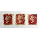 A collection of GB and World stamps, in four albums, including three Penny Red stamps, one