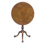 A George III mahogany tilt top occasional table, unusually thin circular one piece surface, raised