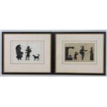 A pair of Continental paper cut out silhouettes, circa 1830-40, one depicting a domestic group,