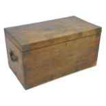 A 19th century oak travelling trunk, with brass strapwork, bearing inscription 'Mr J Ecclestone,