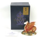 A Royal Crown Derby paperweight, modelled as a limited edition "Wessex Wyvern", fourth in the