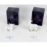 Two limited edition Royal Crown Derby paperweights, Duesbury group exclusives modelled as "Bo",