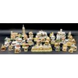 A large group of Lilliput Lane ornamental sculptures, including battery operated light up 'Lead