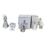 A group of Lladro porcelain figures, comprising 'Puppet Show', 5736, 15cm high, boxed, 'Thinker