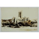 C. Dickens (British, 19th century): 'Worcester Cathedral', etching, signed and titled in pencil to