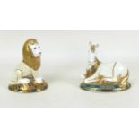 Two limited edition Royal Crown Derby paperweight, modelled as the Heraldic Lion, from the