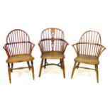 A group of three 18th century low back Windsor armchairs, comprising a Georgian elm and yew