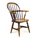 A Victorian oak child's Windsor chair, with stick back and H stretcher, 40.5 by 48 by 63.5cm high.