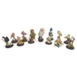 A group of Country Artists resin sculptures, all modelled as different birds, together with a