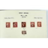 A collection of GB and World stamps, in three albums, QV to ERII, including five Penny Red stamps,