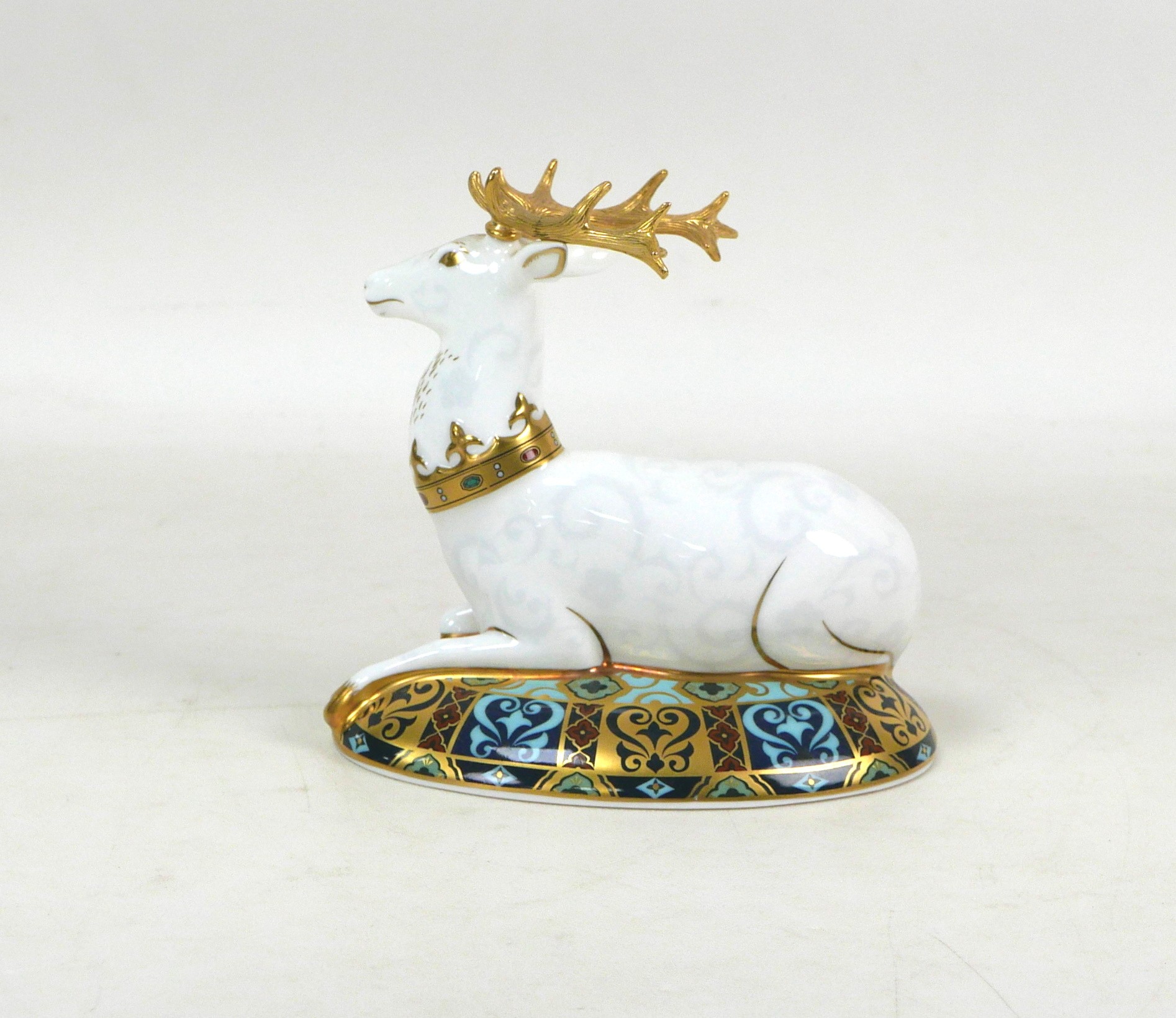 A Royal Crown Derby paperweight, modelled as a limited edition "White Hart", numbered 1480/2000, - Image 7 of 12