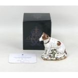 A pre-release limited edition Royal Crown Derby paperweight, modelled as "Jackie Jack Russell" pre-