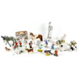 A collection of ceramic animal figurines, including a Beswick horse, 16.5cm high, a Staffordshire '