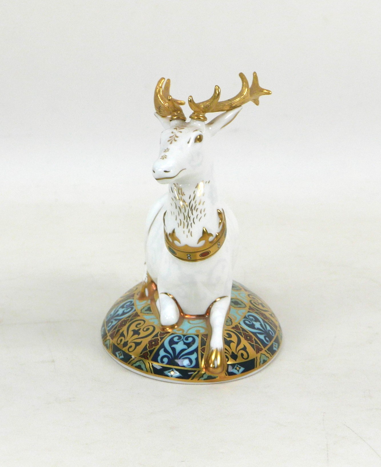 A Royal Crown Derby paperweight, modelled as a limited edition "White Hart", numbered 1480/2000, - Image 5 of 12