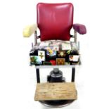 A retro mid to late 20th century 'Le Reine' style Barber chair, with swivel base, but tilt