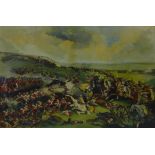 David Woodland (British, 20th century): 'The Battle of Waterloo', oil on canvas, signed lower right,