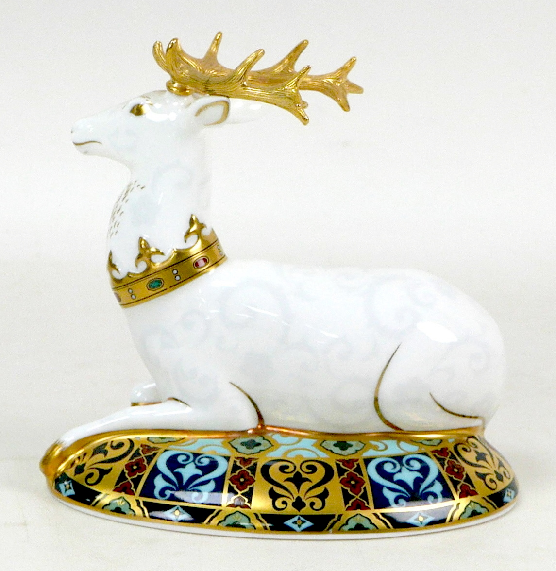 A Royal Crown Derby paperweight, modelled as a limited edition "White Hart", numbered 1480/2000, - Image 8 of 12