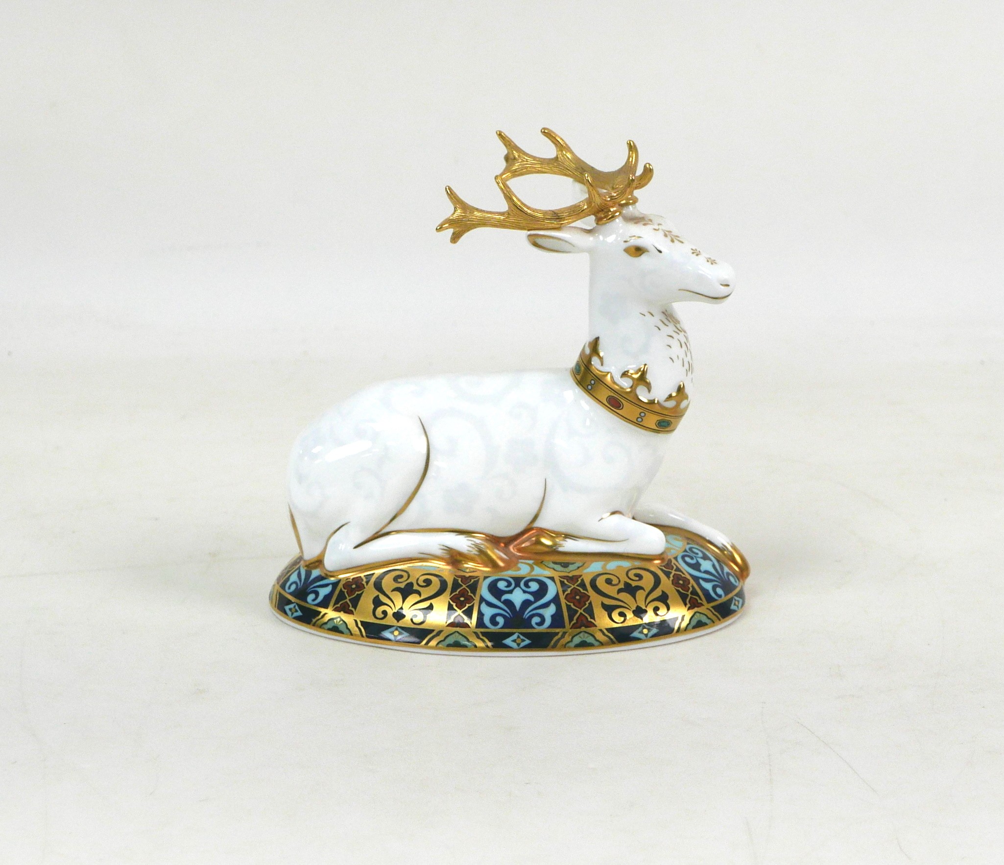 A Royal Crown Derby paperweight, modelled as a limited edition "White Hart", numbered 1480/2000, - Image 3 of 12
