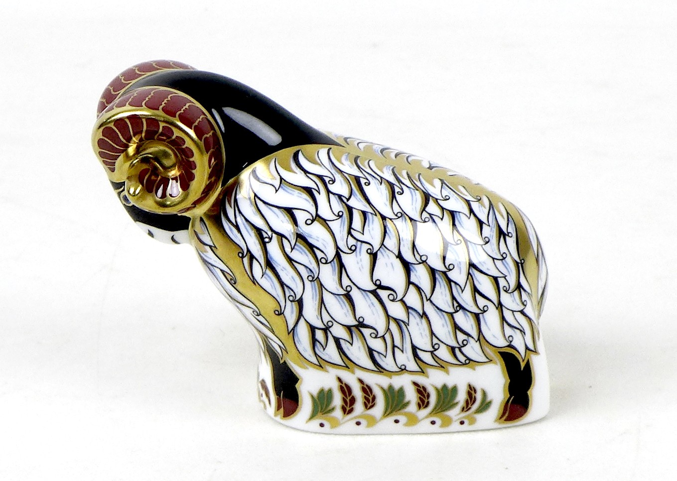 A Royal Crown Derby paperweight, modelled as the 'Derby Ram', with gold stopper and bearing maker' - Image 6 of 14