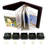 A set of five Royal House of Windsor collection 9ct gold half crowns, with original boxes and